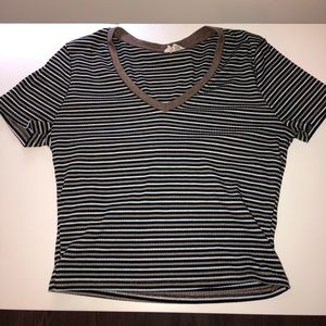 striped v-neck crop top